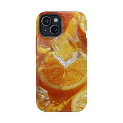 Citrus Orange Splash MagSafe iPhone Case – Dual-Layer Tough Protection, Vibrant Summer Design