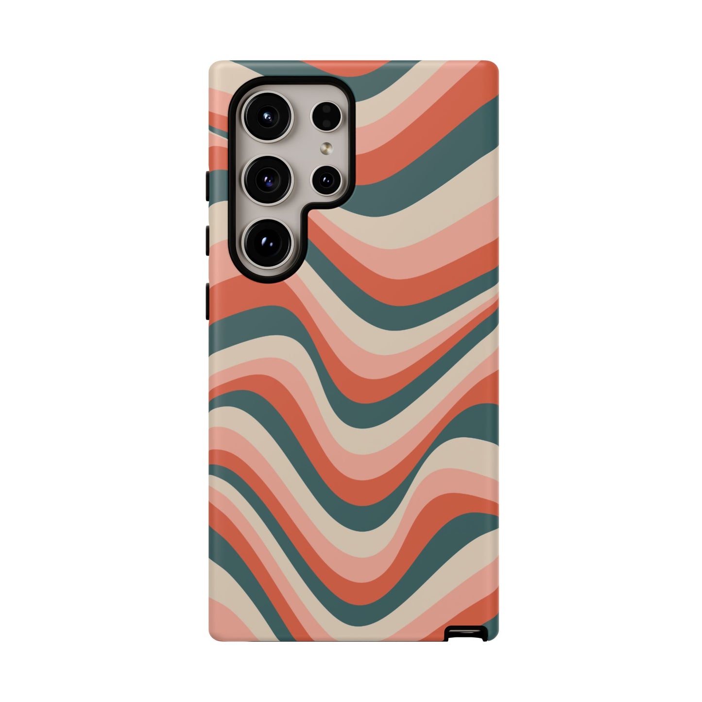 Groovy Waves Samsung Galaxy Case – Retro 70s-Inspired Stripes in Coral, Cream, and Teal