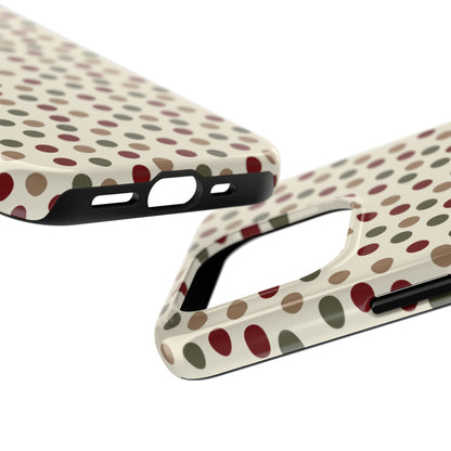 Festive Red & Green Polka Dots on Cream – iPhone Case