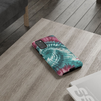 Teal and Pink Spiral Tie-Dye Samsung Galaxy Case – Boho Chic Design