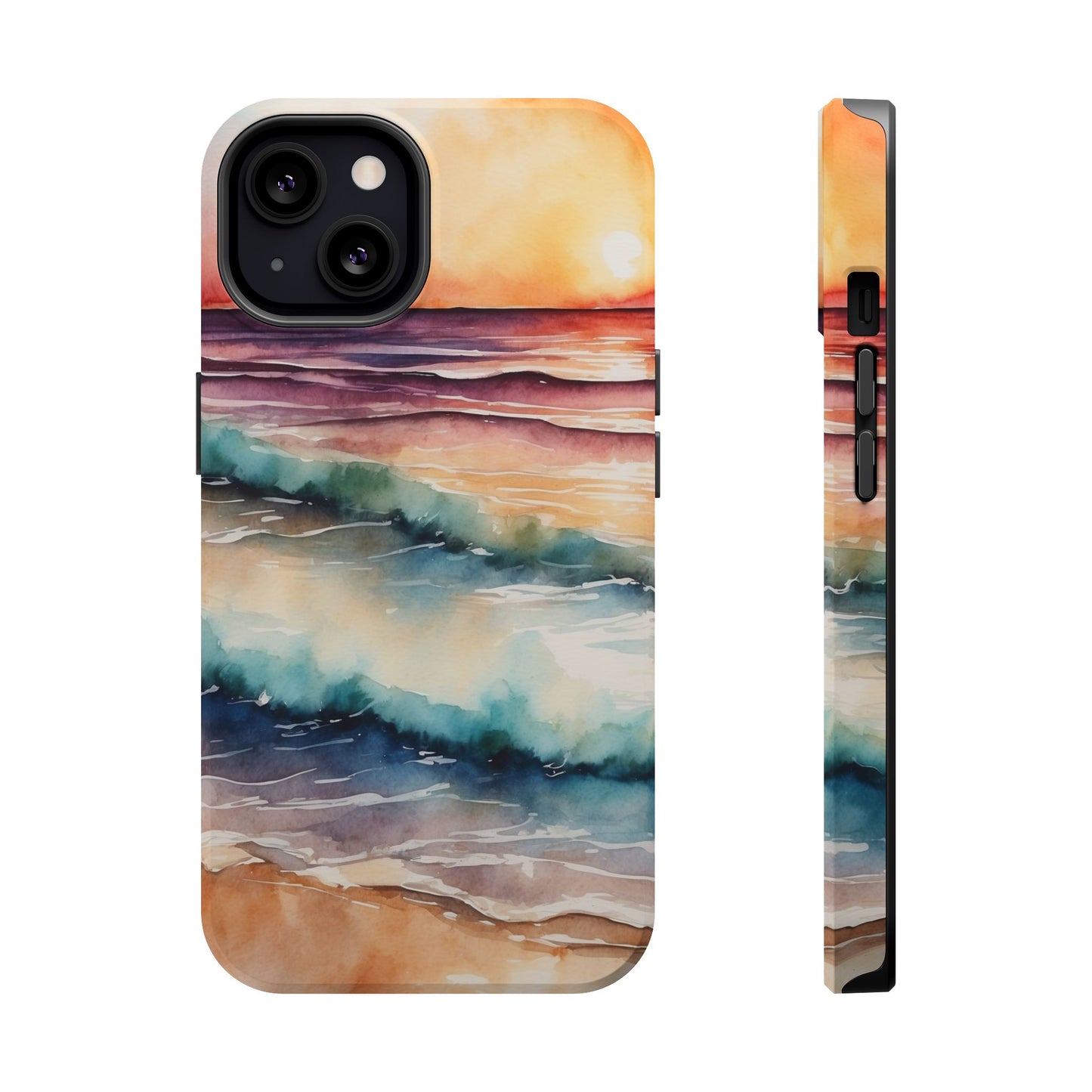 Sunset Waves MagSafe iPhone Case – Vibrant Watercolor Design