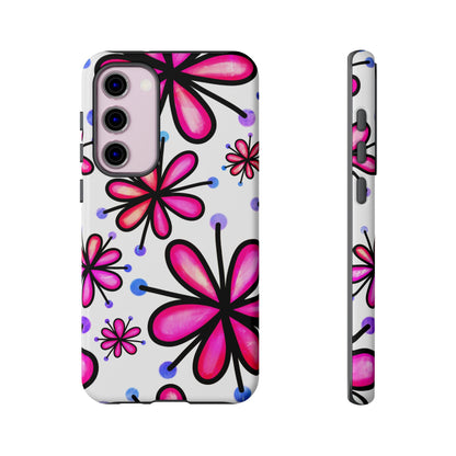 Pink Retro Bloom Samsung Galaxy Case – Ultra-Slim Design, Glossy Finish