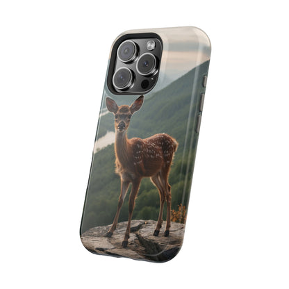 Majestic Fawn Overlooking Mountain Vista MagSafe iPhone Case