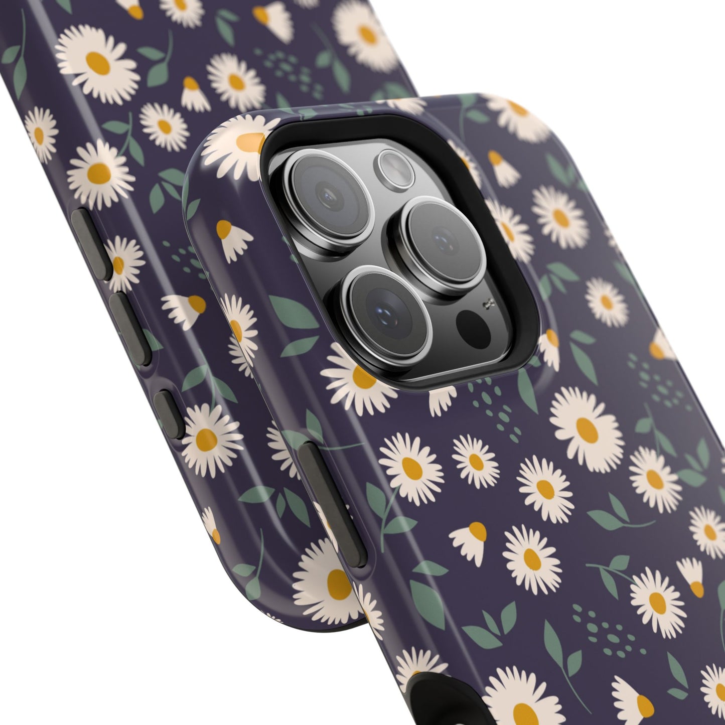 Midnight Daisy MagSafe iPhone Case – Dark Navy Floral Design, Slim and Protective