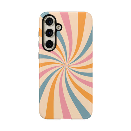 Retro Swirl Pattern Samsung Galaxy Case – Bold 70s Vibe in Pink, Orange, and Teal