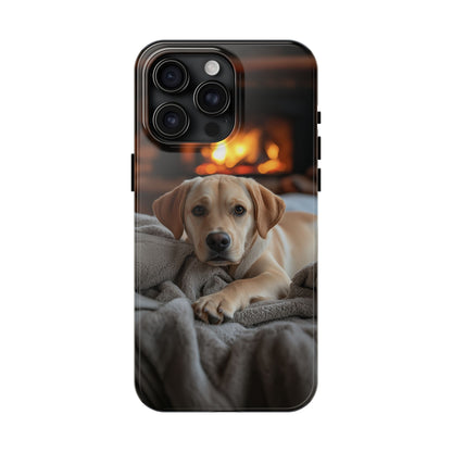 Cozy Golden Retriever by the Fireplace - iPhone Series Case