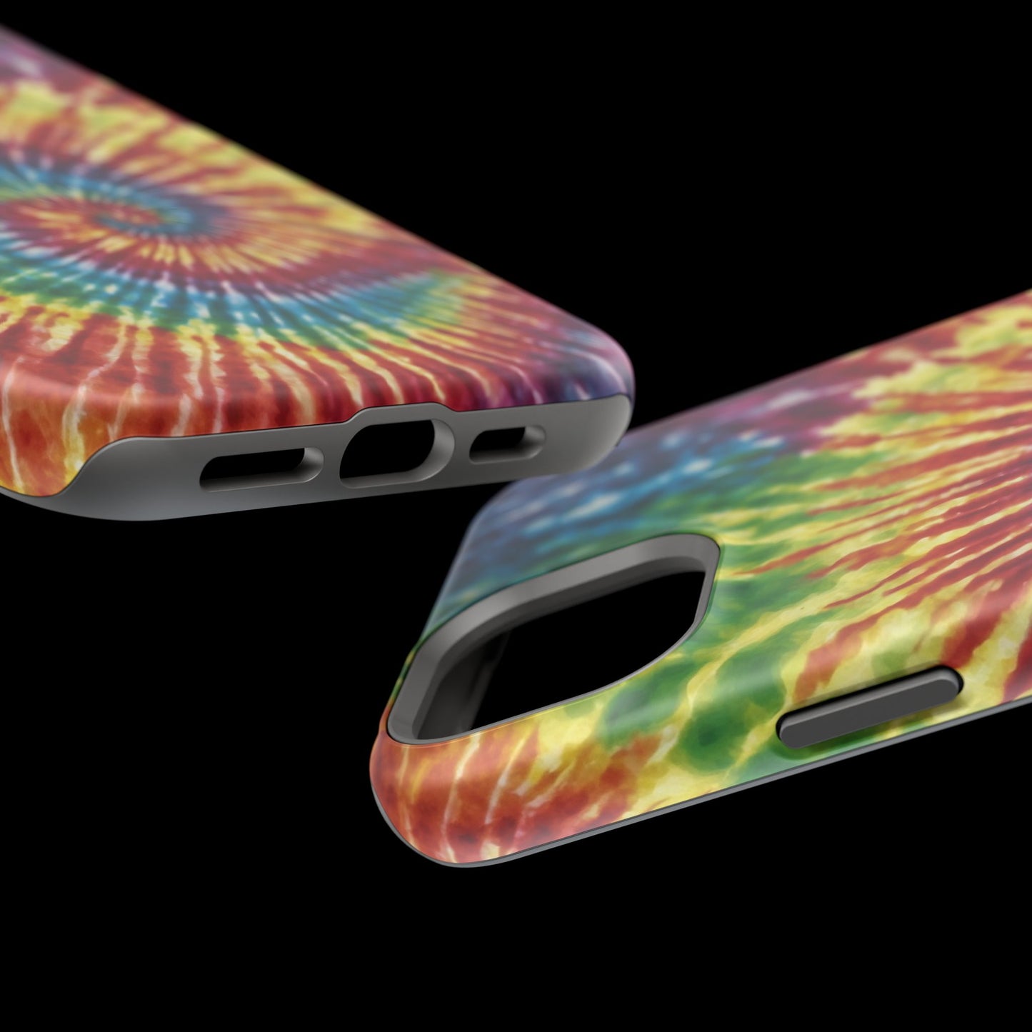 Vibrant Spiral Tie-Dye MagSafe Case – Retro Rainbow Design