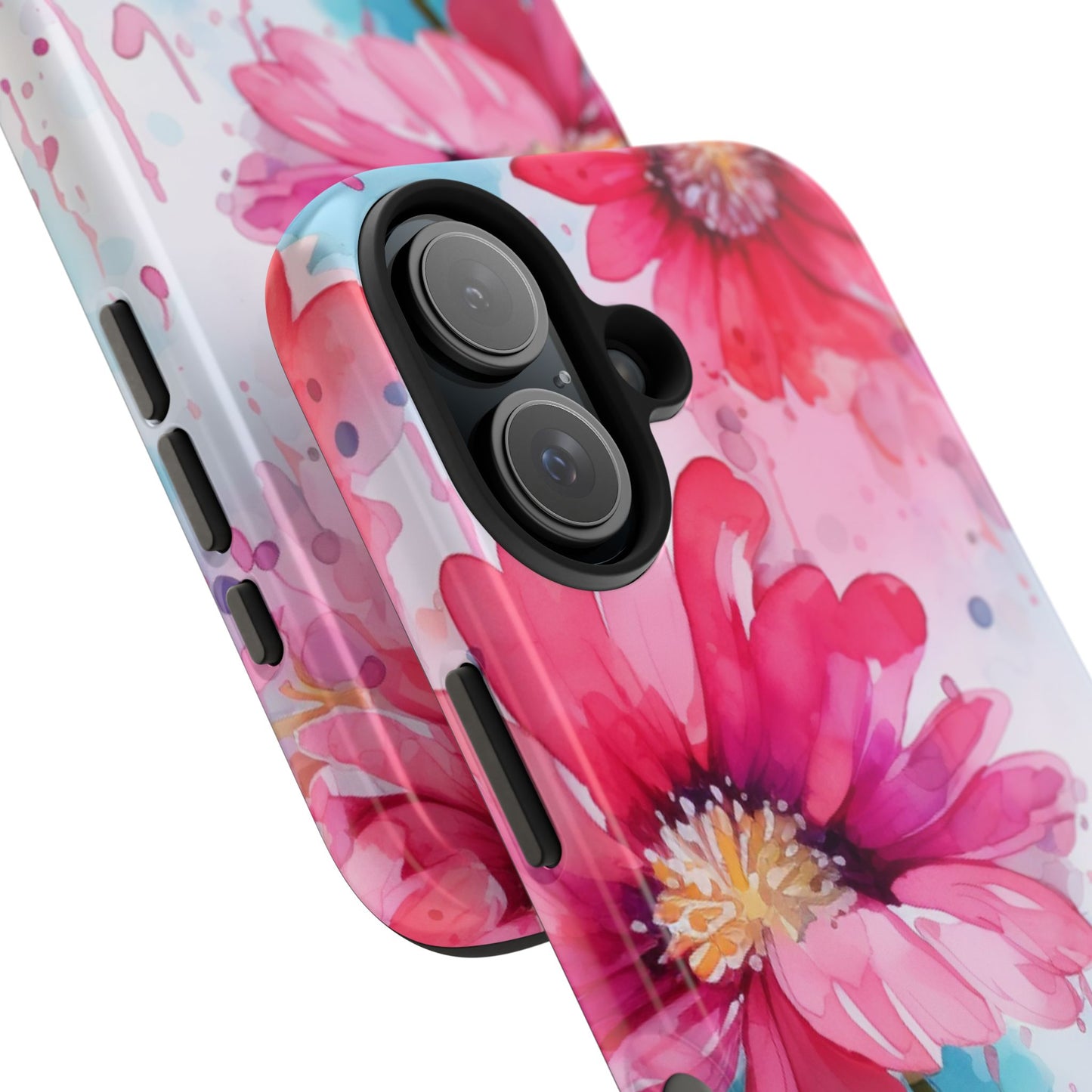 Vibrant Watercolor Red & Pink Floral - iPhone Case