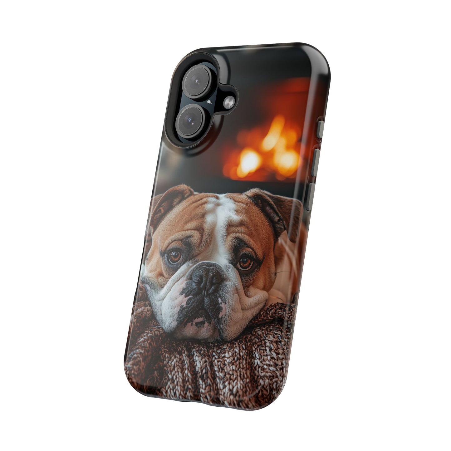 Cozy Bulldog MagSafe Case – Fireside-Inspired Protective Cover