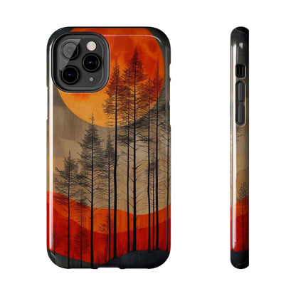 Moody Forest Moonrise iPhone Case – Dark Landscape Design, Dual-Layer Protection