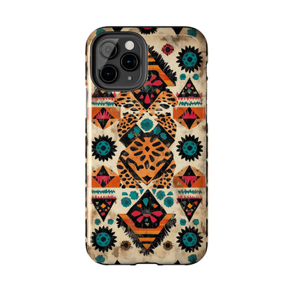 Bohemian Leopard & Tribal Floral Tough MagSafe iPhone Case – Vibrant Eclectic Design, Dual - Layer Protection - BOGO Cases