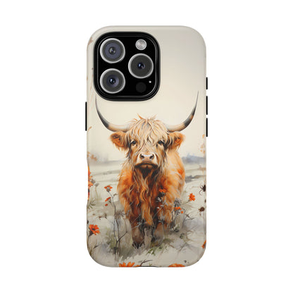 Cutest Highland Cow & Flowers Phone Case!