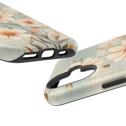 Pastel Green Daisy MagSafe iPhone Case - Floral Plaid Protective Cover