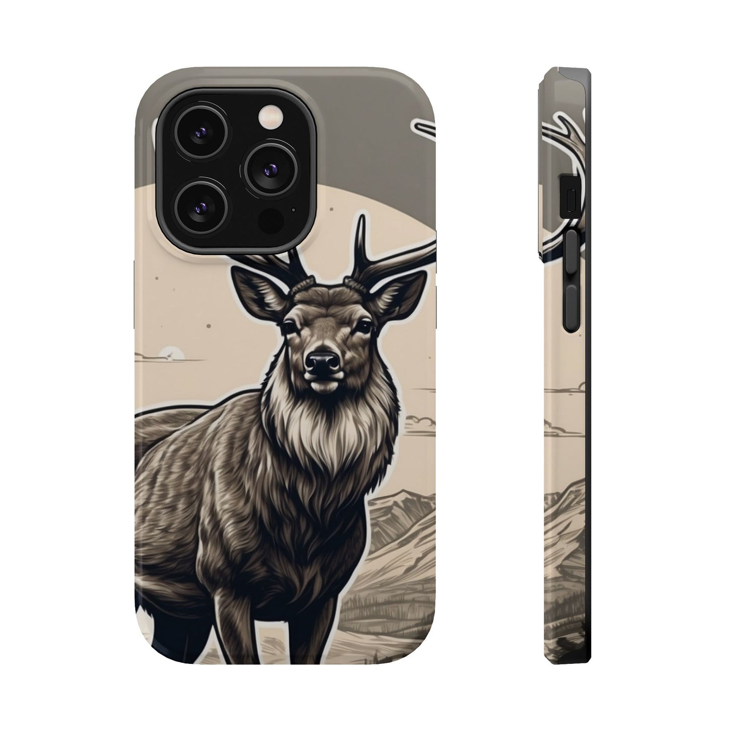 Monochrome Majesty – Regal Stag MagSafe iPhone Cases