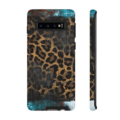 Boho Leopard and Turquoise Tough Samsung Galaxy Case – Rustic Western Design with Dual-Layer Protection