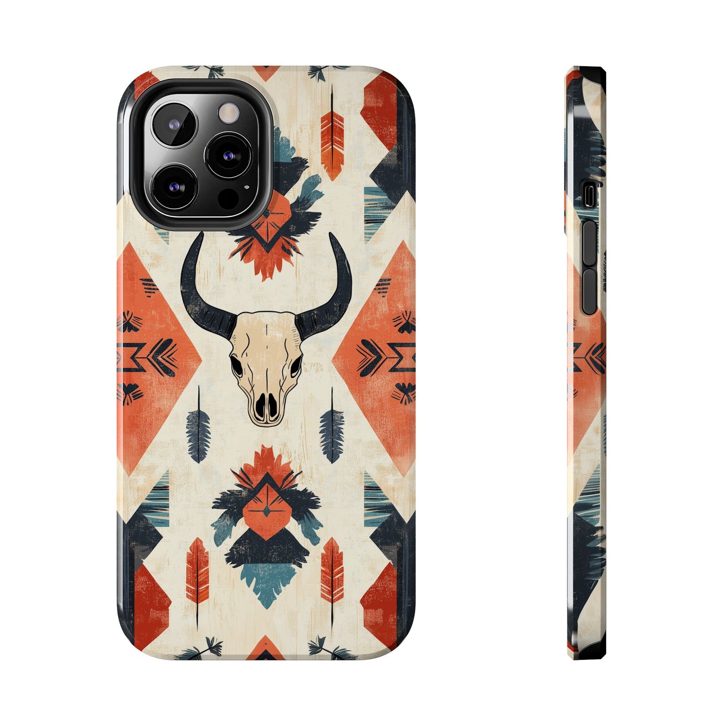 Southwestern Boho Skull Tough iPhone Case – Durable Matte Finish, Dual - Layer Protection - BOGO Cases