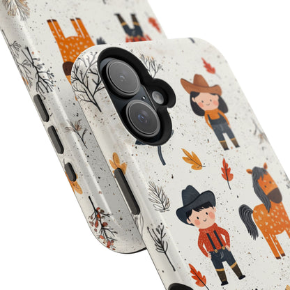 Cowboy Adventures Tough MagSafe iPhone Case – Cute Western Theme, Dual-Layer Protection