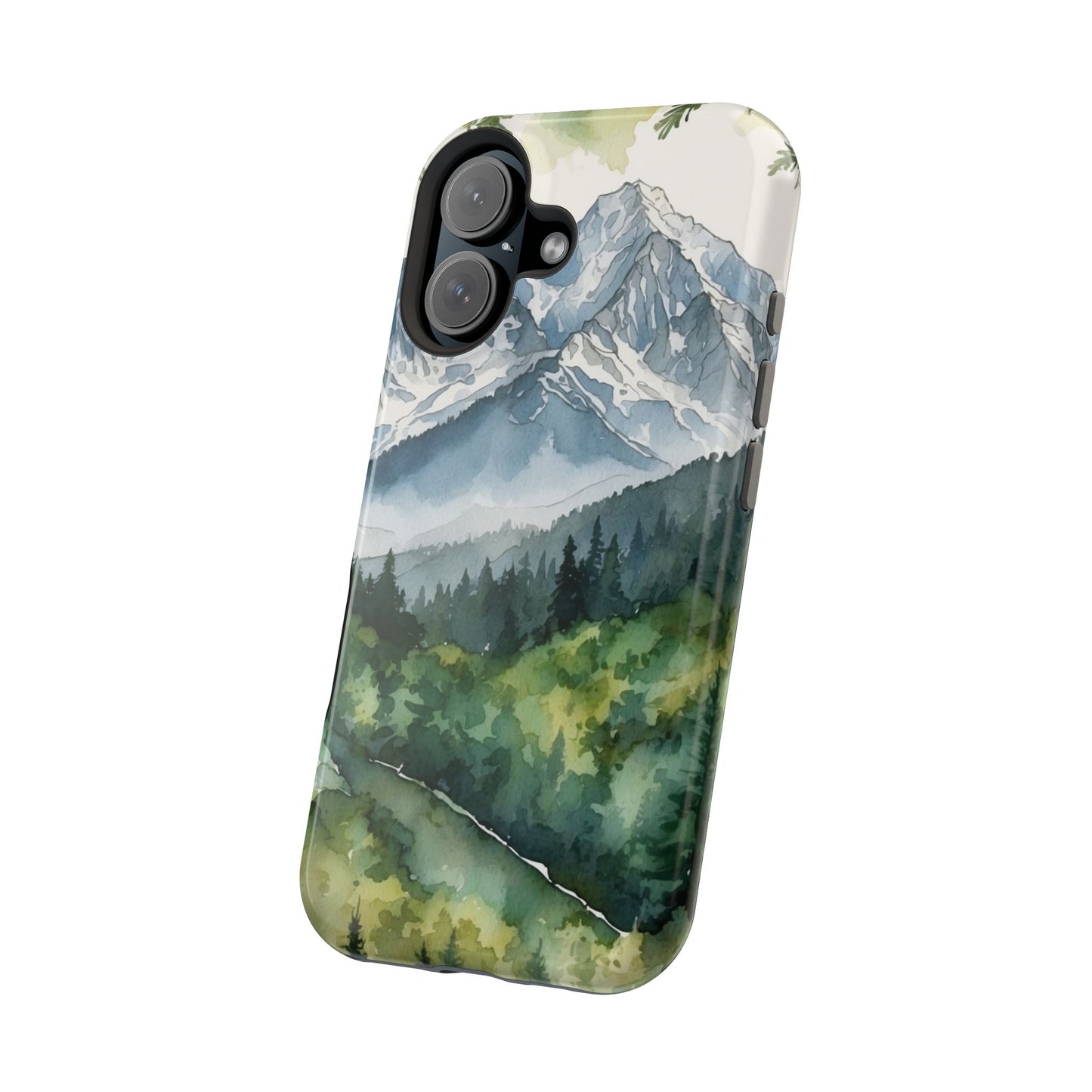 Watercolor Alpine Mountainscape - MagSafe iPhone Case