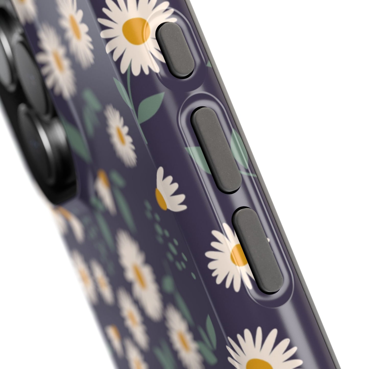 Midnight Daisy MagSafe iPhone Case – Dark Navy Floral Design, Slim and Protective