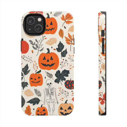 Spooky Pumpkin & Skeleton iPhone Case – Halloween Jack - O' - Lantern Design - BOGO Cases