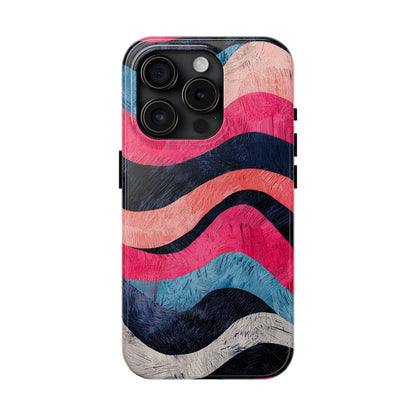 Abstract Wave Pattern iPhone Case – Shockproof, Matte Finish, Dual-Layer Protection