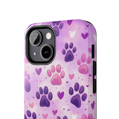 Purple Paw Print iPhone Case - Cute Pet-Themed Protective Cover