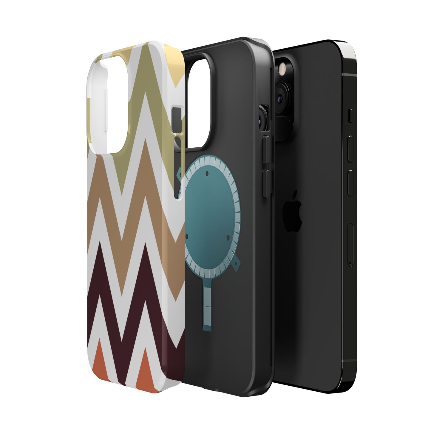 Earthy Chevron MagSafe iPhone Case – Boho-Inspired Design with Dual-Layer Protection