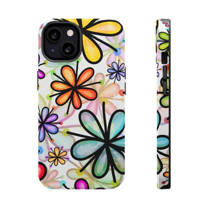 Retro Floral Pop MagSafe iPhone Case – Ultra-Slim Design, High-Gloss Finish