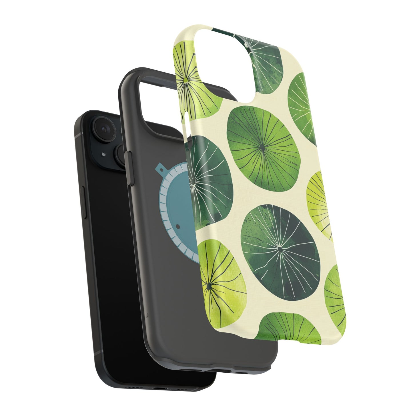 Watercolor Lily Pads MagSafe iPhone Case – Shockproof, Matte Finish, Dual-Layer Protection