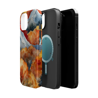 Autumn Mountain Forest Watercolor - MagSafe iPhone Case