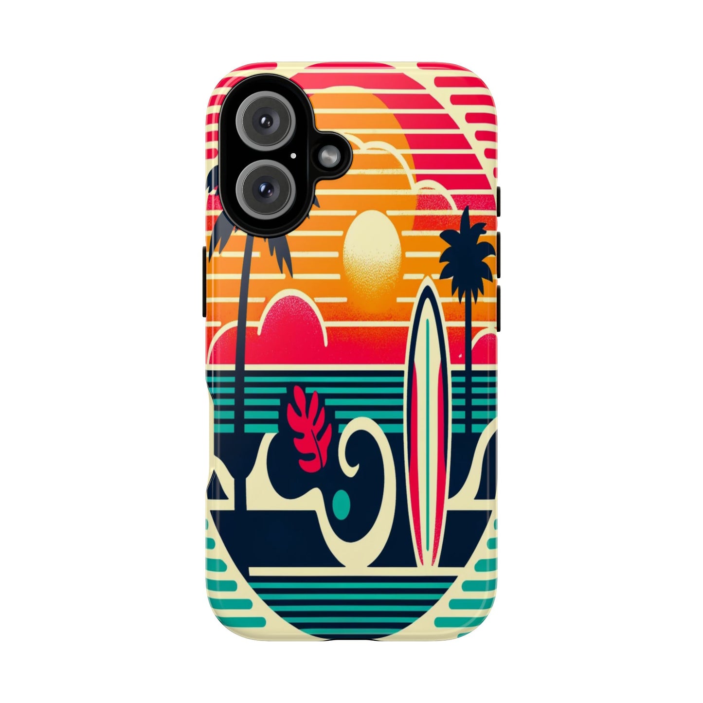 Retro Beach Vibes iPhone Case - Sunset Surfing Protective Cover