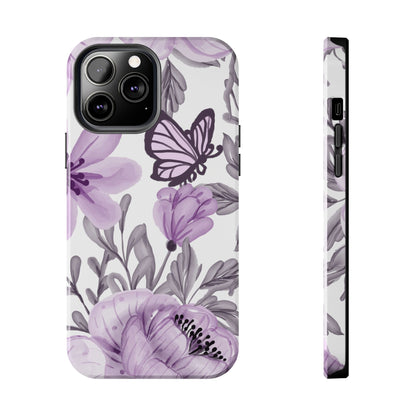 Lavender Bloom Butterfly iPhone Case – Delicate Floral Design with Watercolor Details