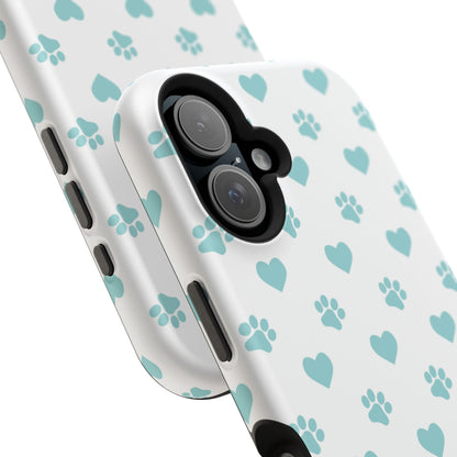 Mint Green Paw Print & Heart MagSafe Case – Pet Lover’s Magnetic Style