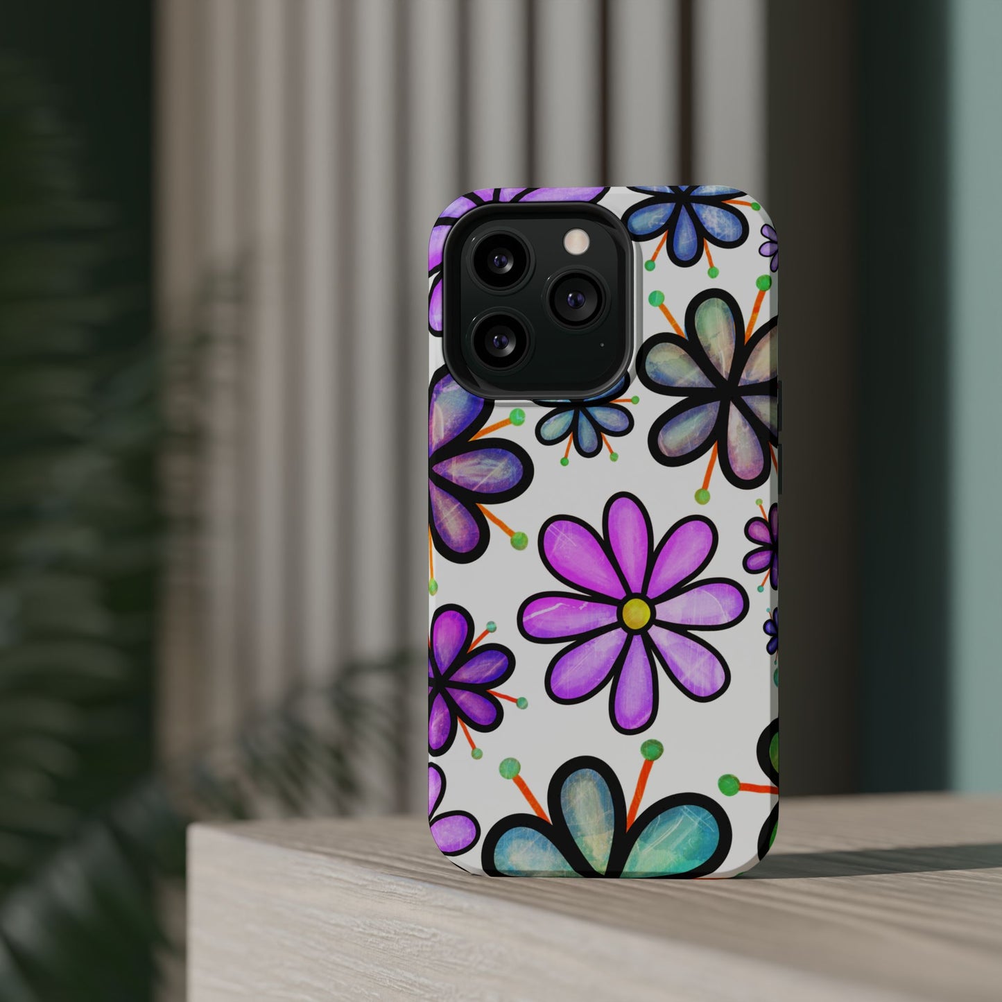 Whimsical Lavender Floral MagSafe iPhone Case – Ultra-Slim, High-Gloss Finish