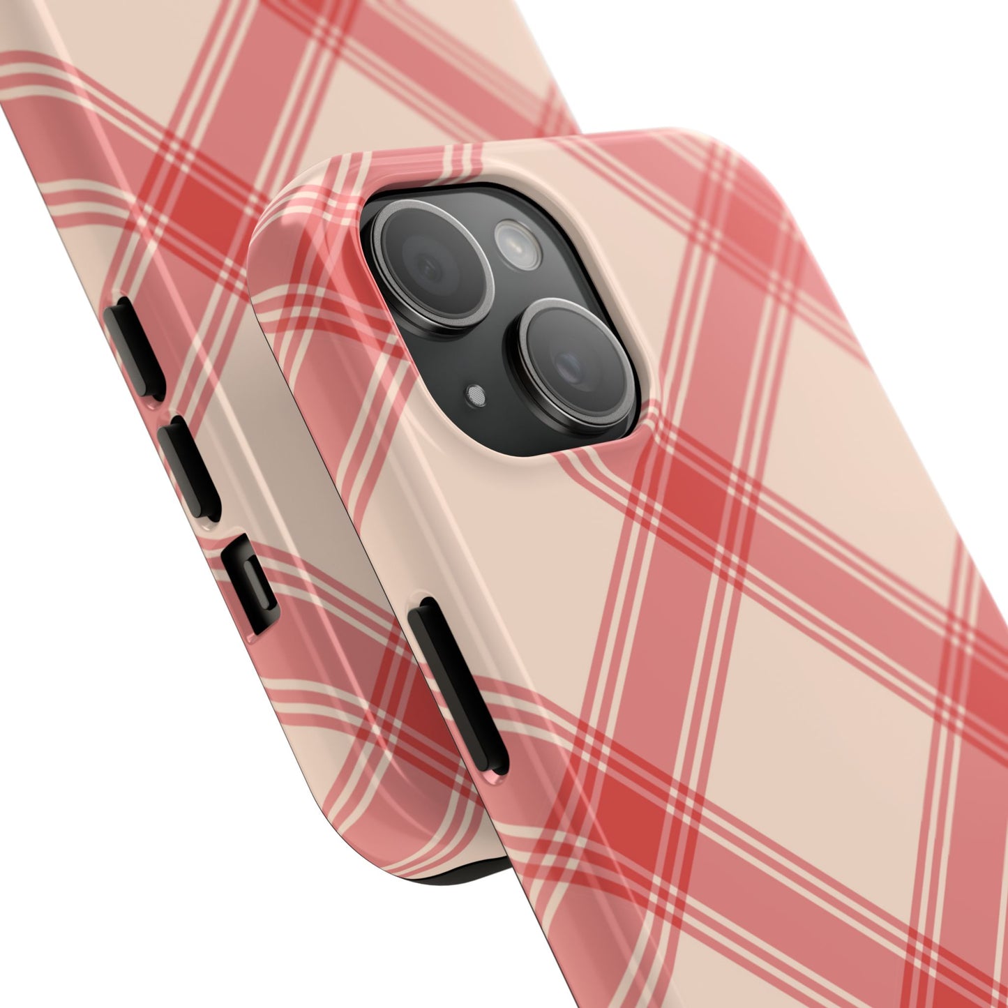 Soft Peachy Red Plaid iPhone Case