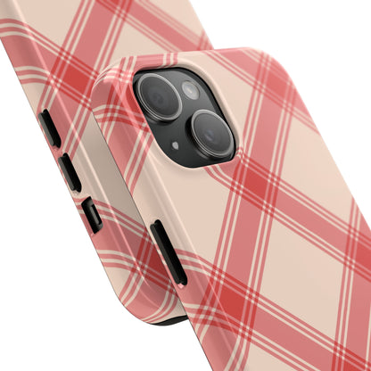 Soft Peachy Red Plaid iPhone Case