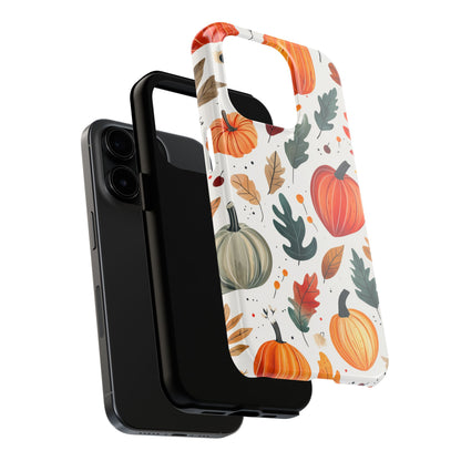 Autumn Harvest iPhone Case - Pumpkin and Fall Leaf Design