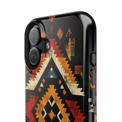 Southwestern Tribal Diamond Tough MagSafe iPhone Case – Bold Geometric Pattern, Dual-Layer Protection