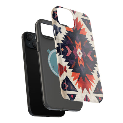 Boho Tribal Starburst Tough MagSafe iPhone Case – Vibrant Geometric Design, Dual-Layer Protection