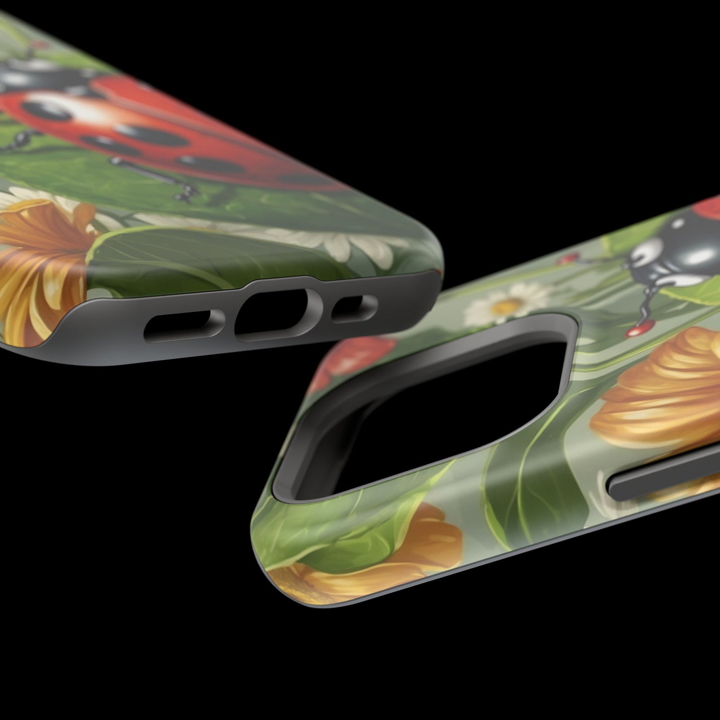 Ladybug Garden MagSafe iPhone Case – Whimsical Floral Design