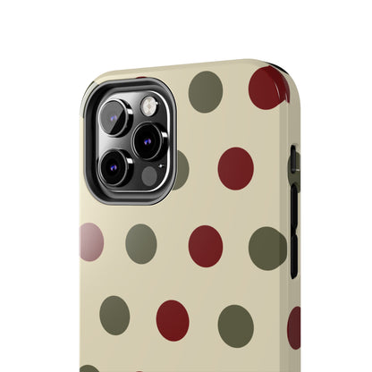 Red & Green Polka Dots on Cream – iPhone Case