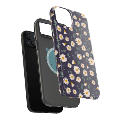 Midnight Daisy MagSafe iPhone Case – Dark Navy Floral Design, Slim and Protective