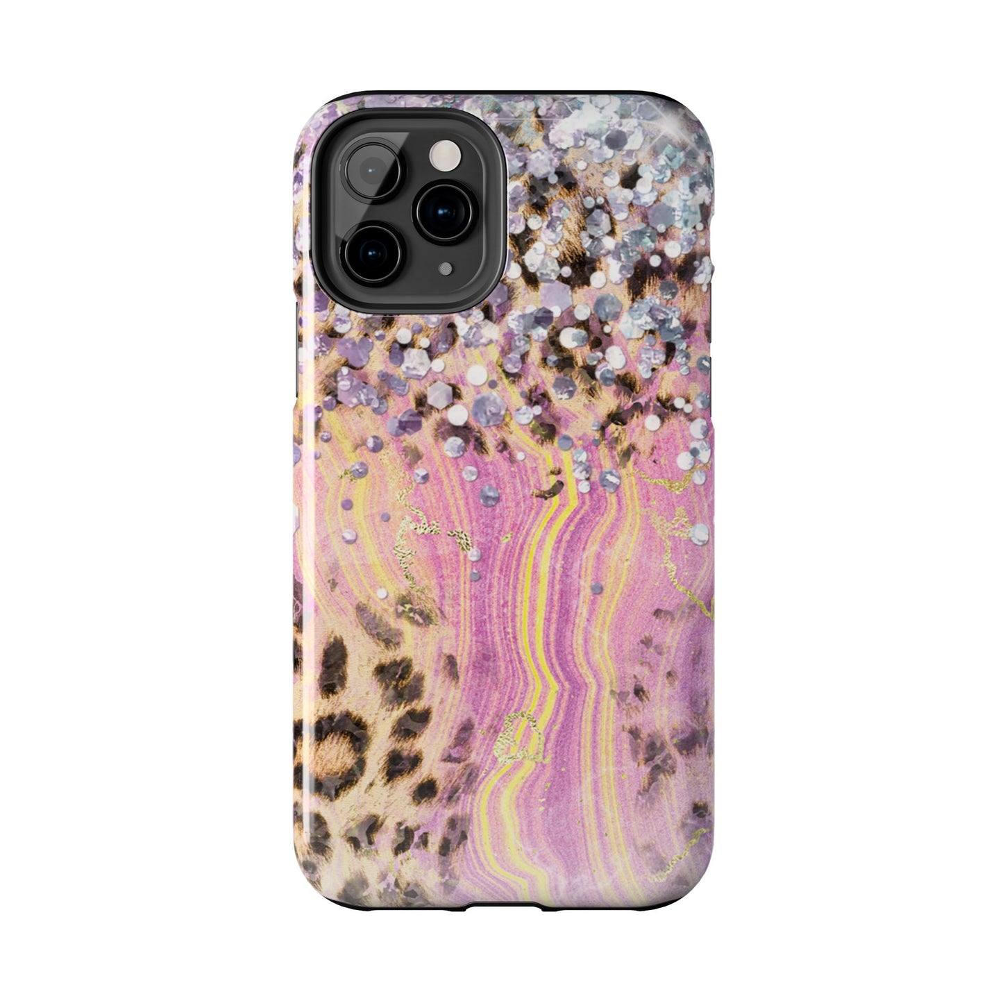 Crystal Glam Leopard - iPhone Series Case with Glitter and Gem Accents