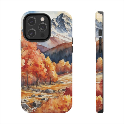 Watercolor Autumn Forest and Mountains - iPhone Case