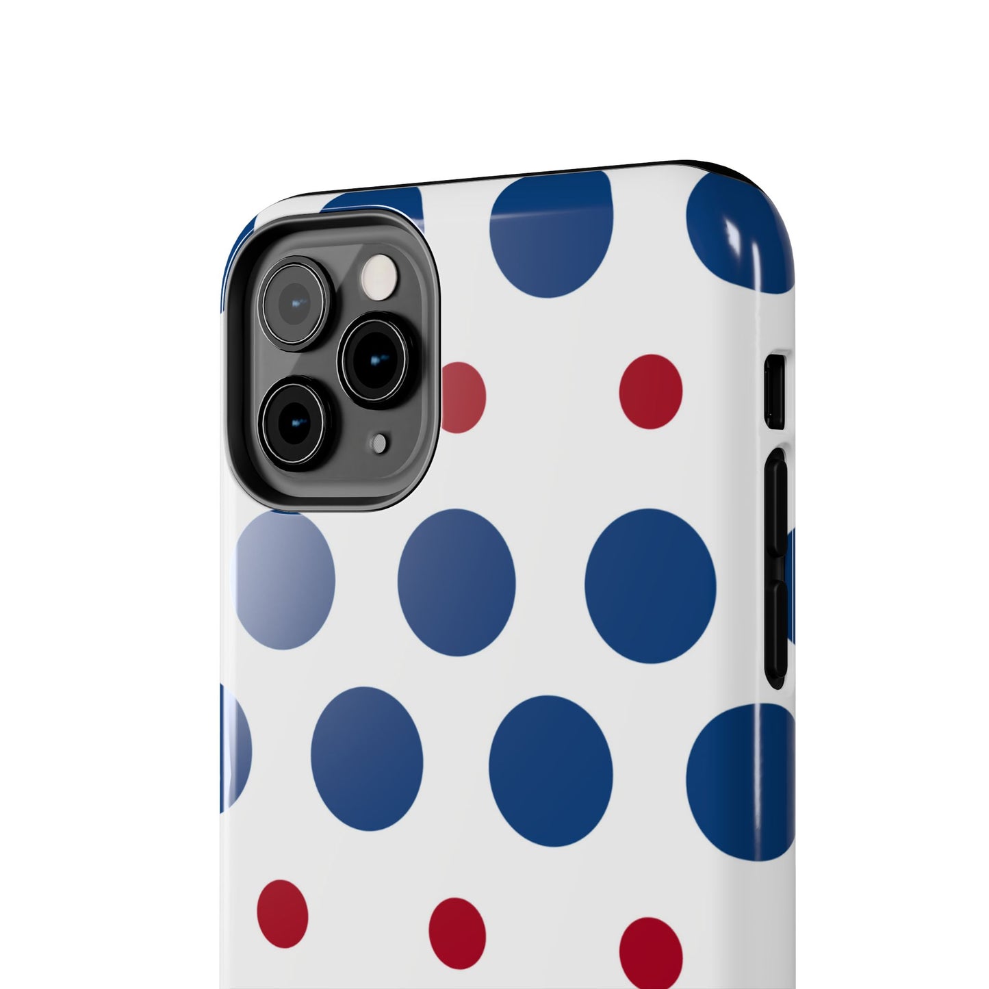 Bold Navy & Red Polka Dot Pattern – iPhone Case