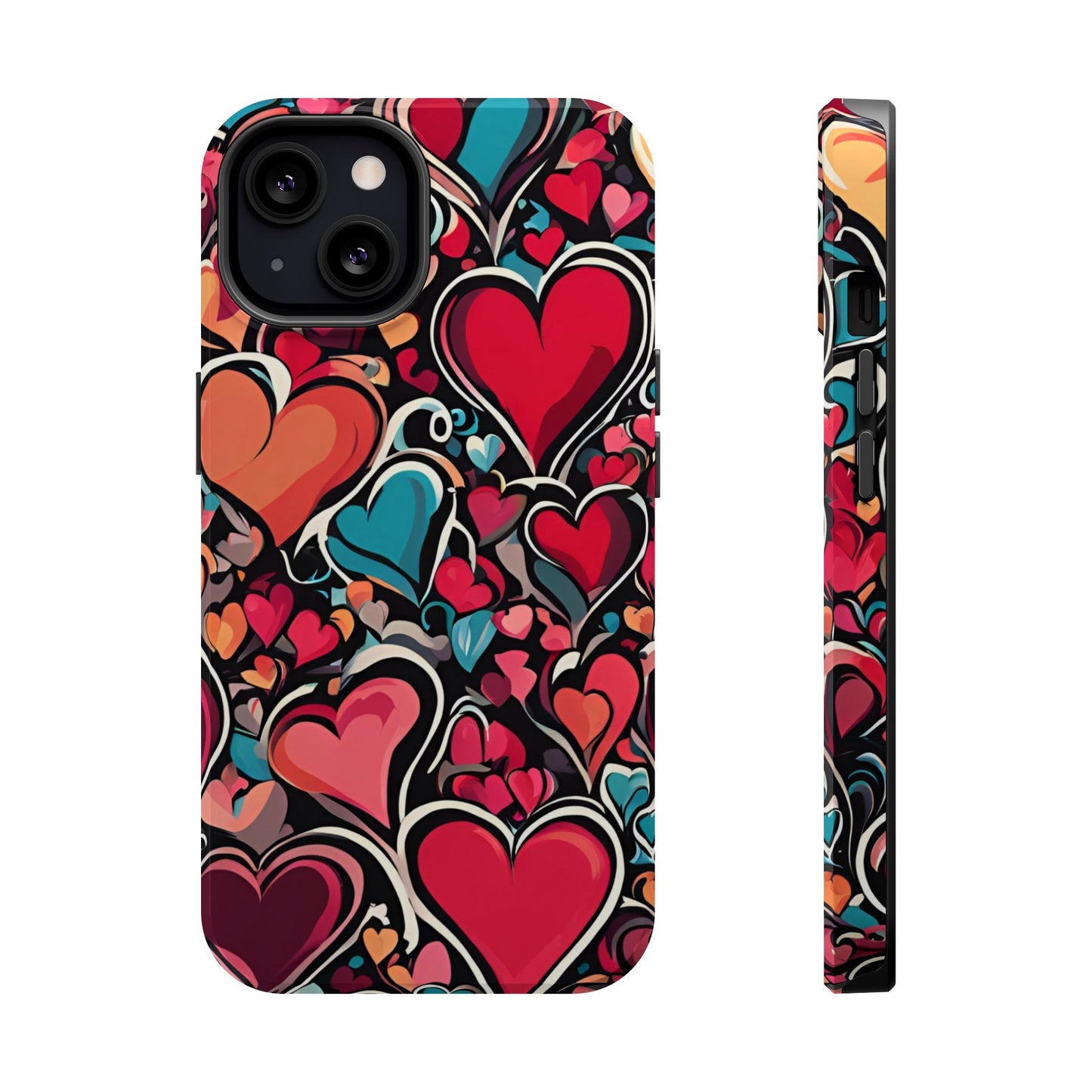 Vibrant Multicolor Heart Art – MagSafe-Compatible iPhone Case