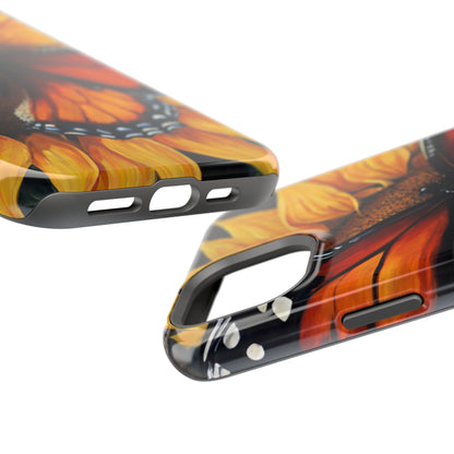 Monarch Butterfly & Sunflower Art – MagSafe iPhone Case