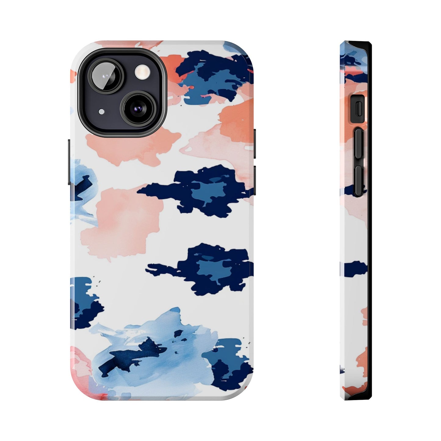 Abstract Coral & Navy Watercolor Design – iPhone Case