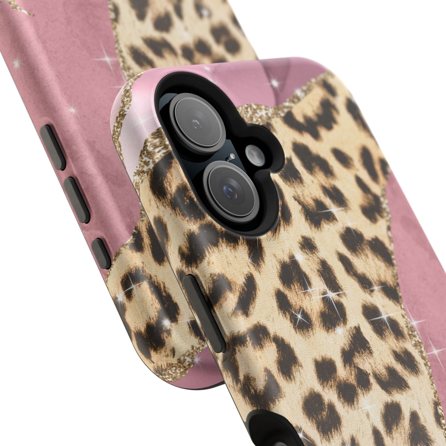 Pink Glam Leopard - MagSafe iPhone Series Case with Glitter Accents