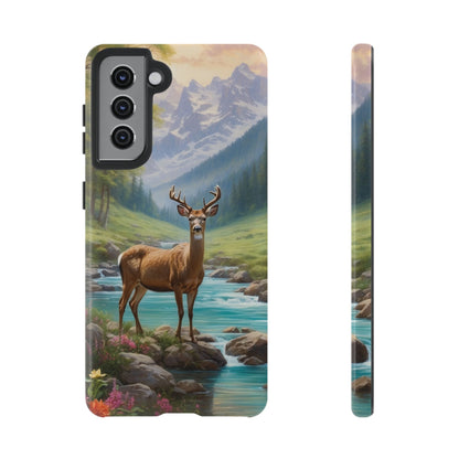 Alpine Serenity – Stag in Mountain Bliss Samsung Galaxy Phone Case